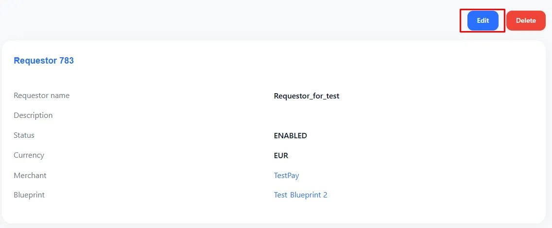 Requestor detail screen