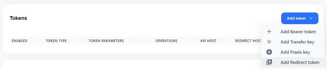 Token type list
