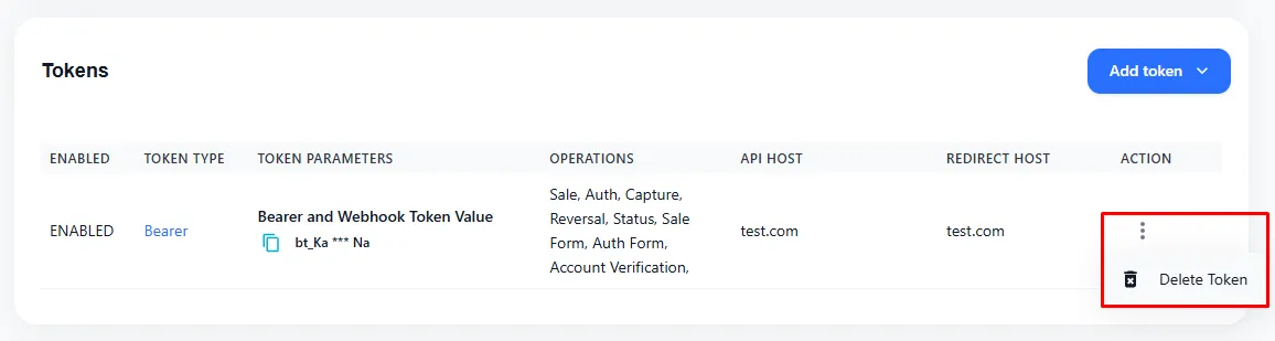 Delete token